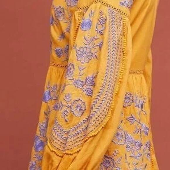 Anthropologie Meadow Rue Lisette Embroidered Mini Dress Size Medium - Picture 4 of 9